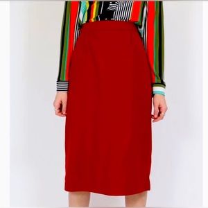 Lucia | Vintage red pencil skirt midi with pockets | Size 8
